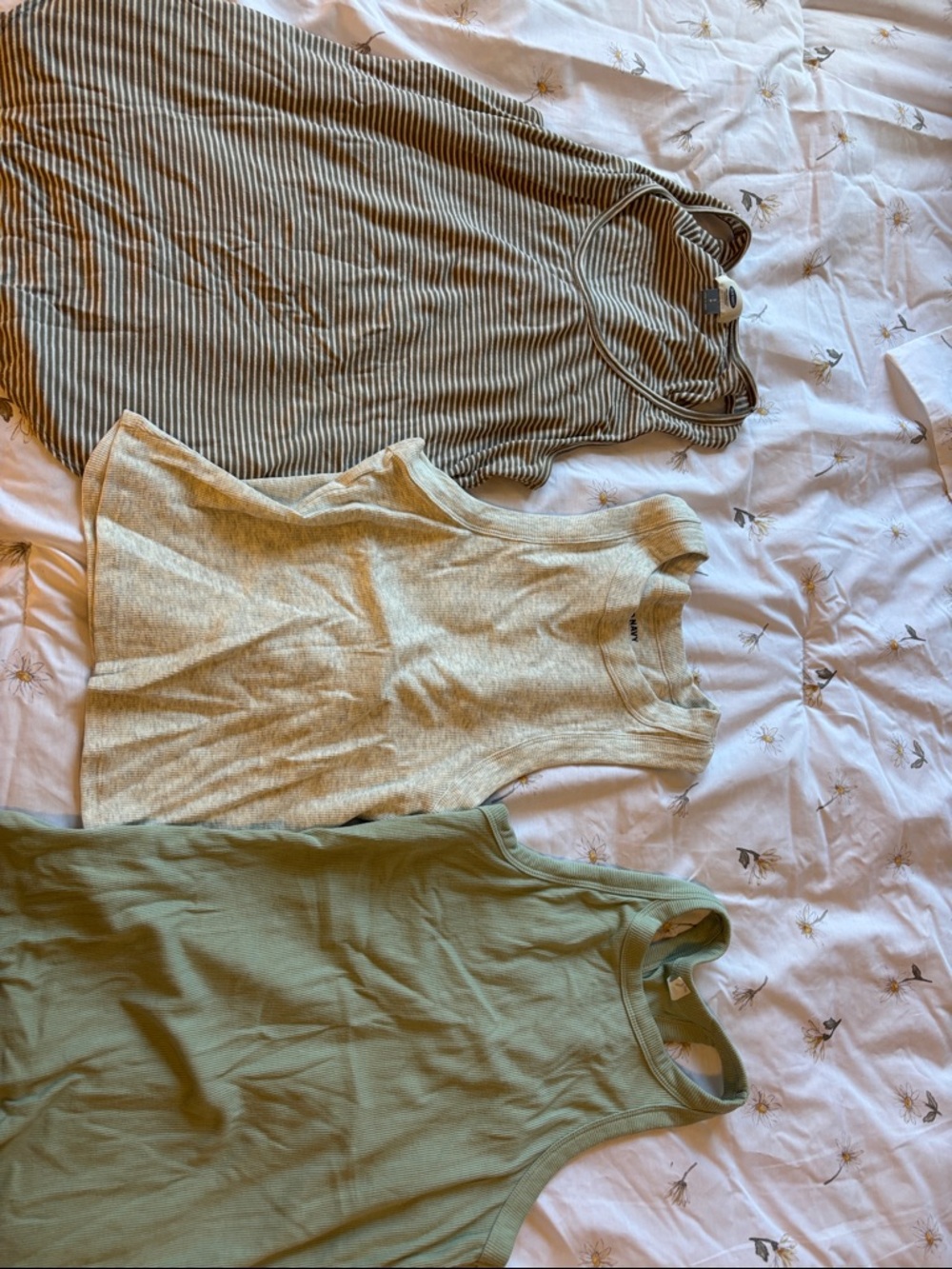 3-Pack Ribbed & Cotton Tank Tops - Olive, Taupe, Striped Taupe